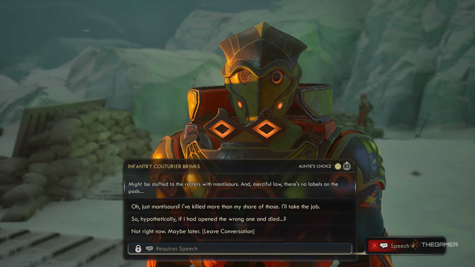 A speech check in a conversation in the outer worlds 2.