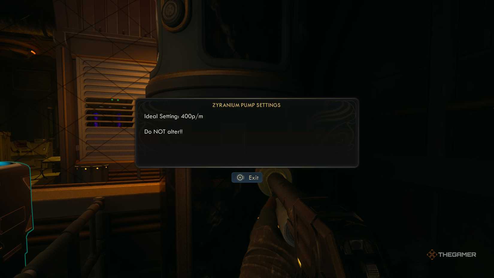 The Outer Worlds 2 zyranium pump settings.