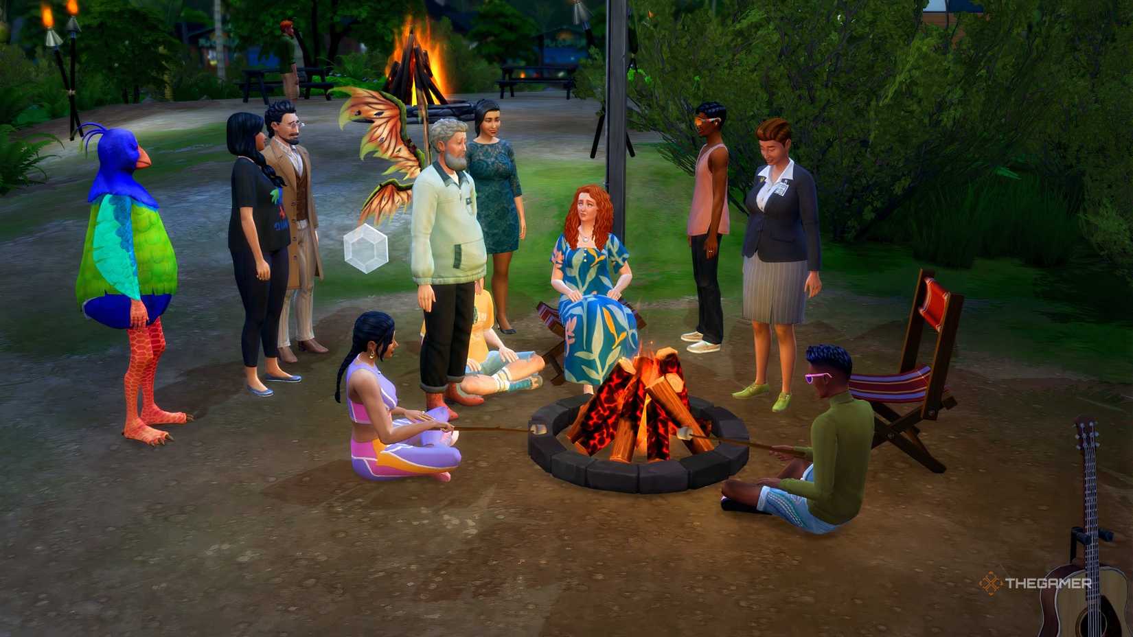 The Sims 4 fire festival - a group of Sims around a fire.