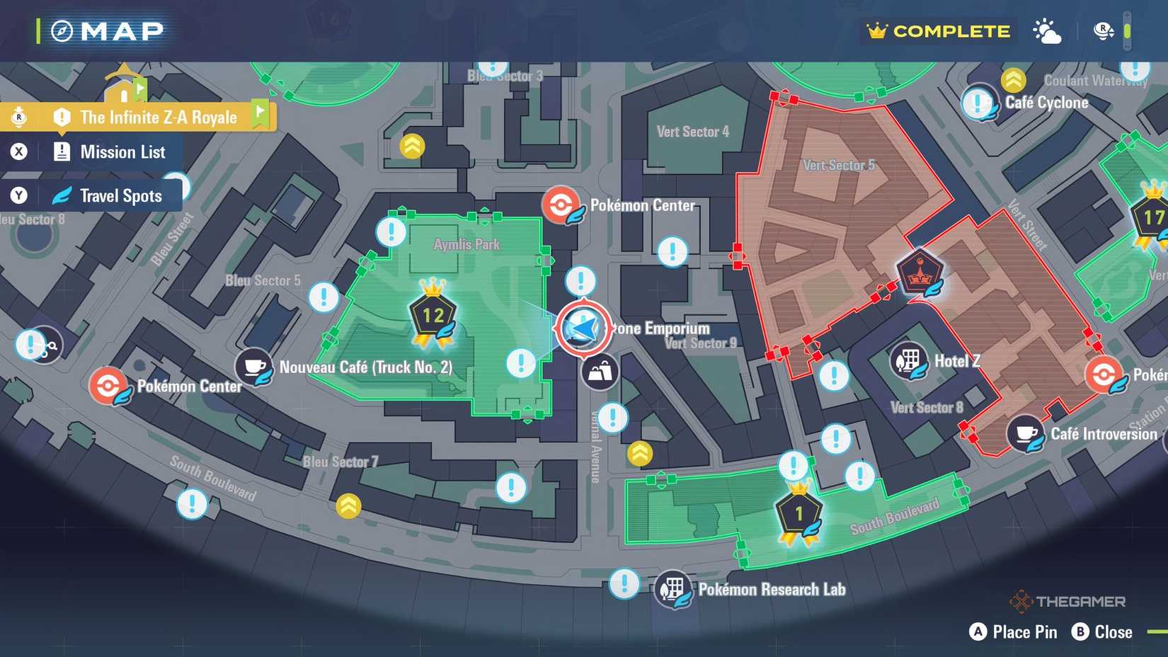 The Stone Emporium on the map of Pokemon Legends: Z-A.