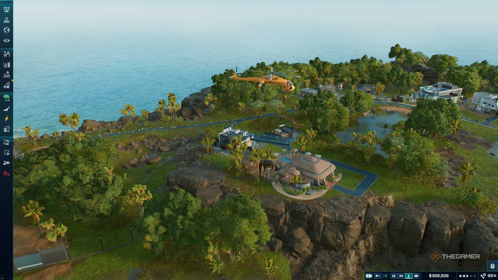 Transporting a tranquilized Dinosaur in Jurassic World Evolution 3.