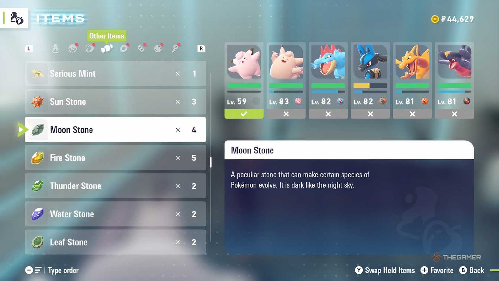 Using a Moon Stone in Pokemon Legends: Z-A to evolve Clefairy into Clefable.
