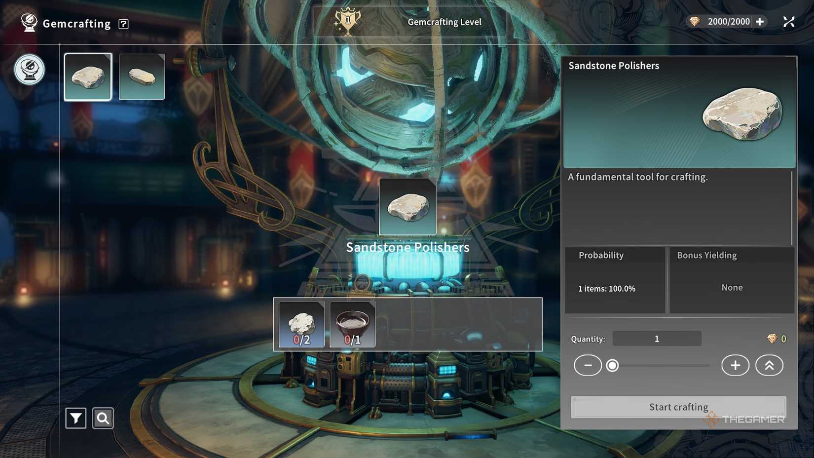 Using the Gemcrafting menu in Blue Protocol Star Resonance.