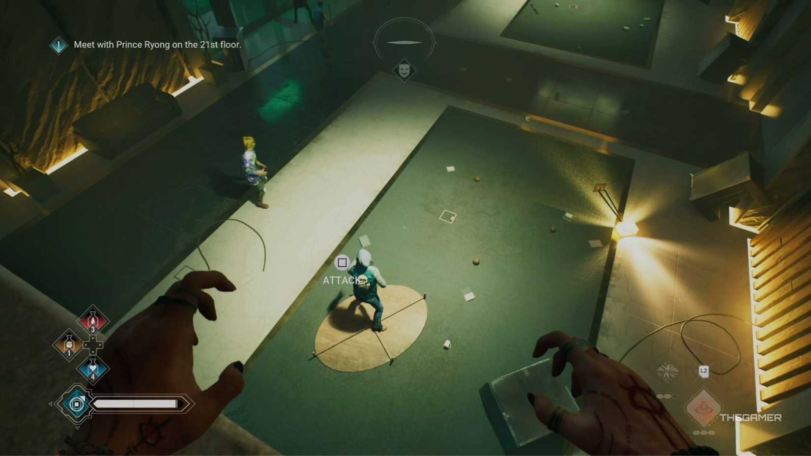 Vampire The Masquerade Bloodlines 2 stealth attacking an enemy.