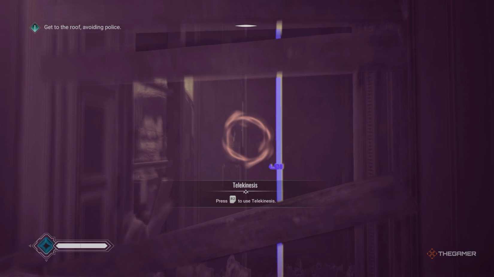 Vampire The Masquerade Bloodlines 2 using telekinesis on a pipe.