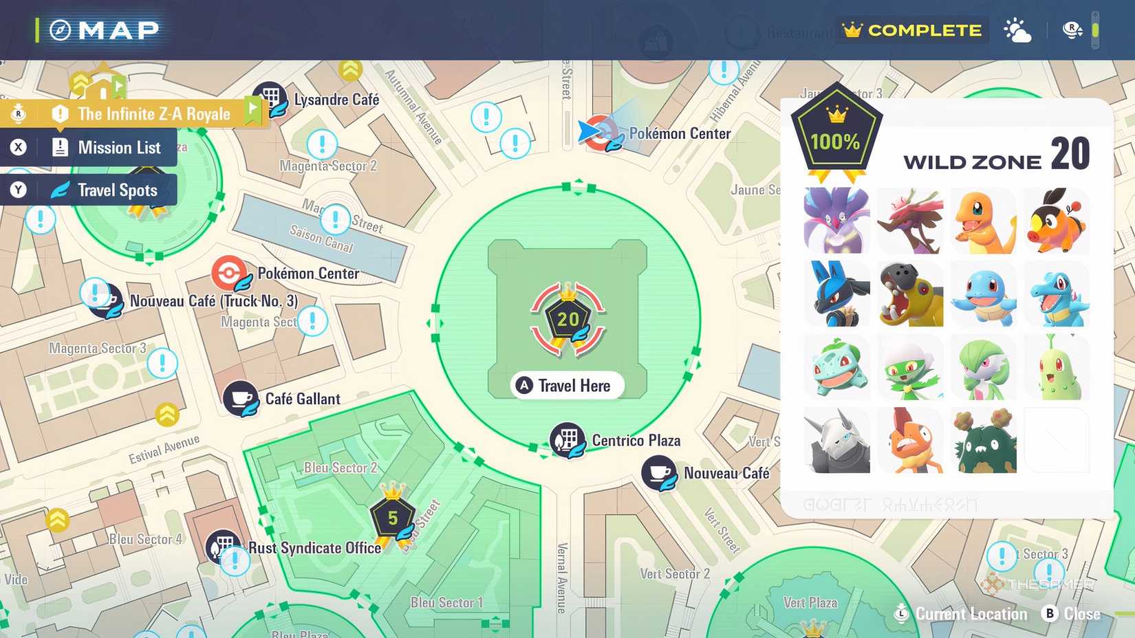 Wild Zone 20, where you can catch Alpha Clefable in Pokemon Legends: Z-A.