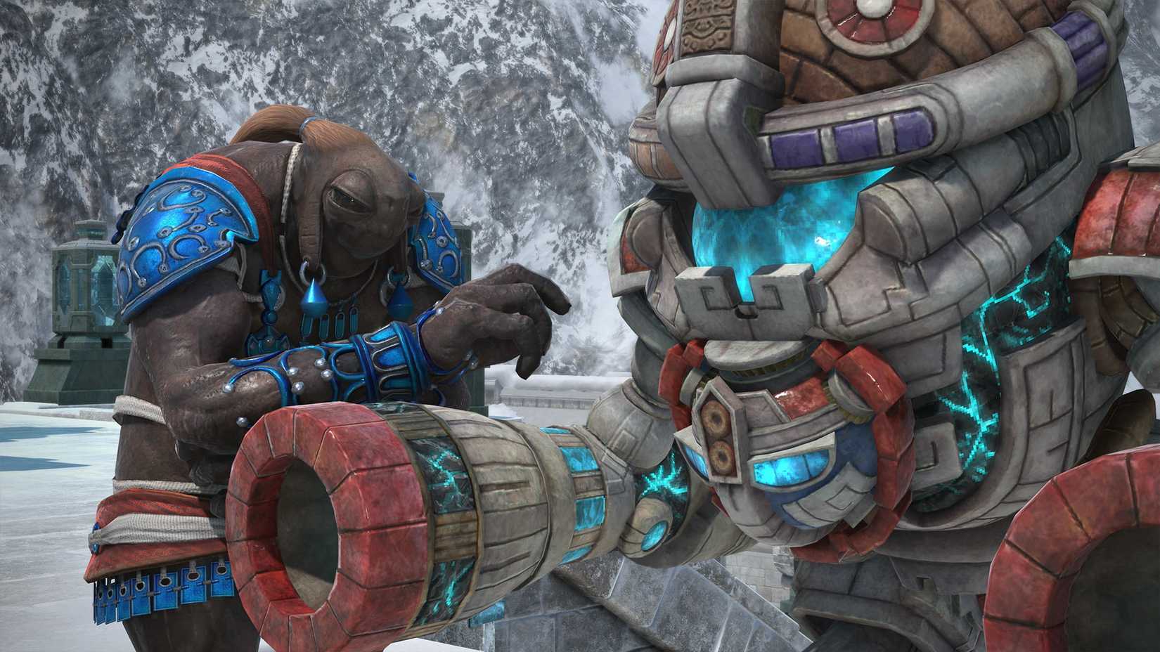 A Yok Huy tinkering with a machine in Final Fantasy 14.