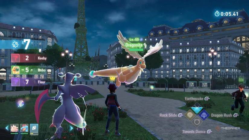 Battling Mega Dragonite in a Pokemon Legends: Z-A Season Two Ranked Battle with Mega Garchomp.