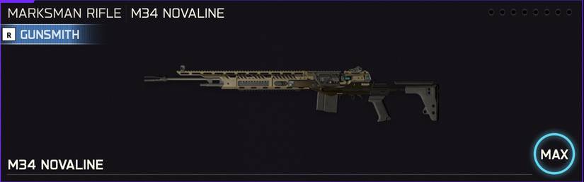 M34 Novaline weapon icon in the loadout menu of Black Ops 7.