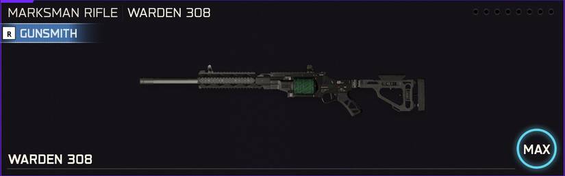 Warden 308 weapon icon in the loadout menu of Black Ops 7.