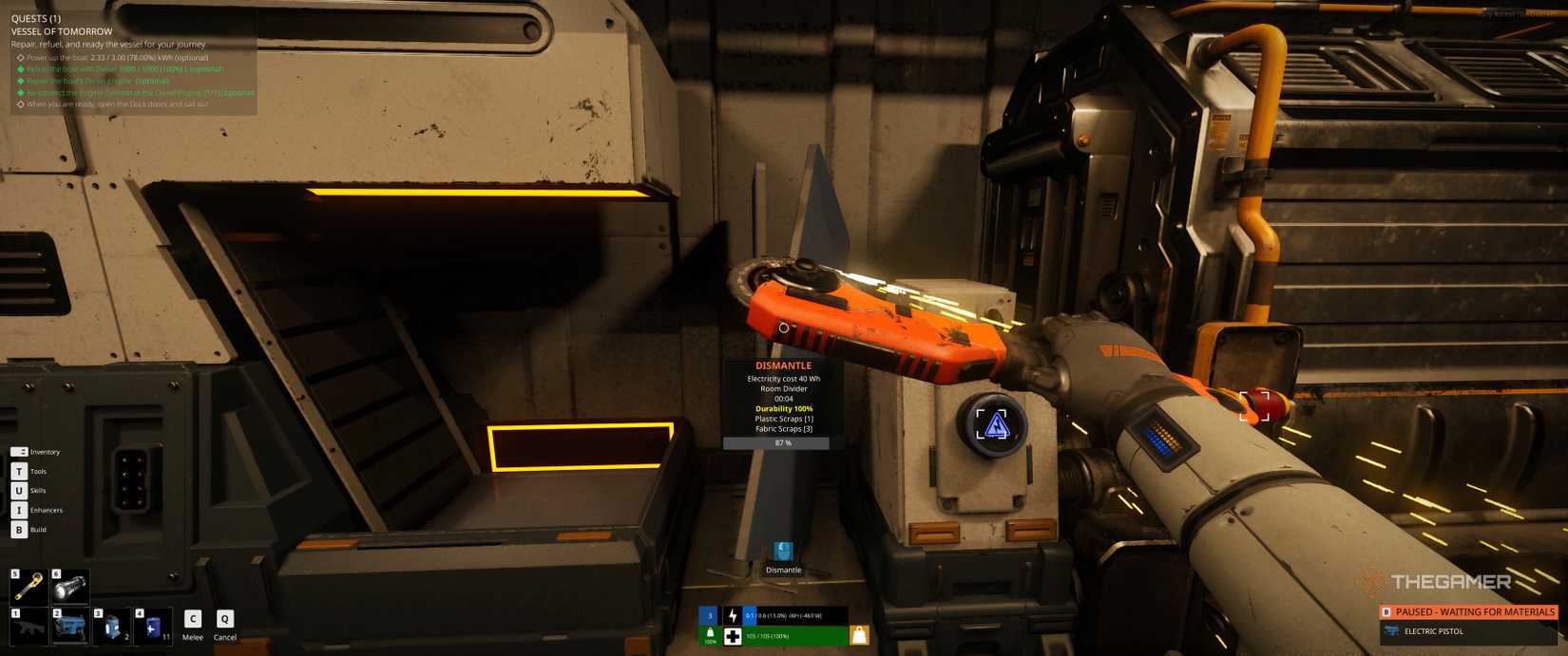 Using the dismantler tool on a room divider in The Last Caretaker.