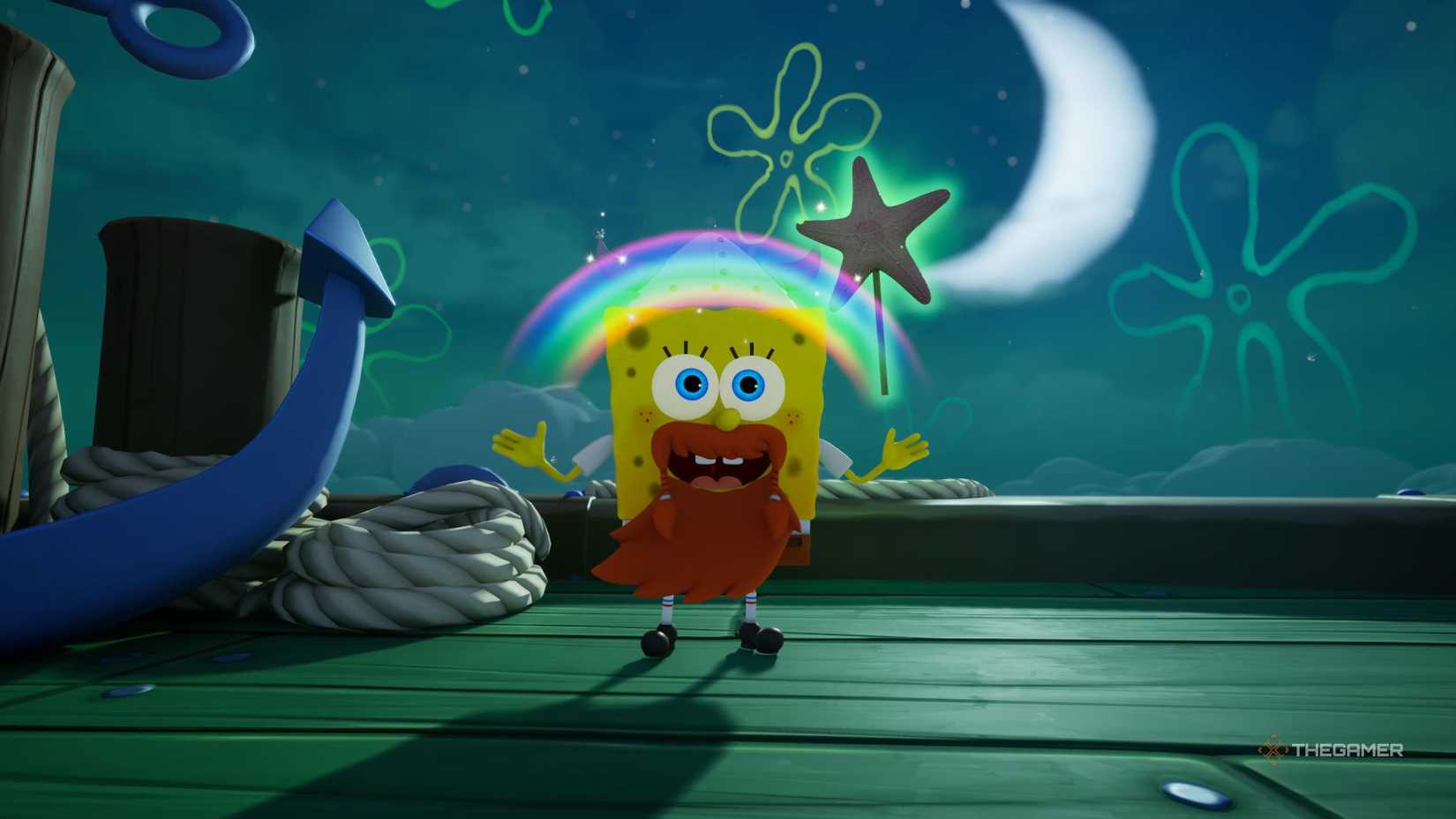 SpongeBob in his Leif costume in SpongeBob SquarePants: Titans of the Tide.