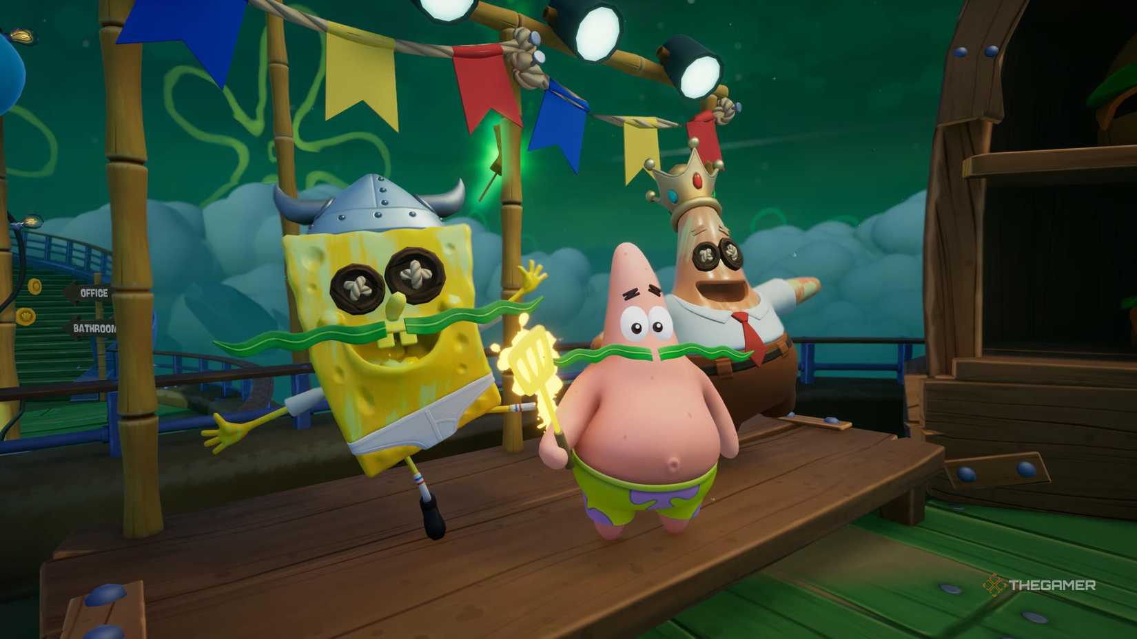 Patrick with a Mustache in Spongebob SquarePants: Titans of the Tide.