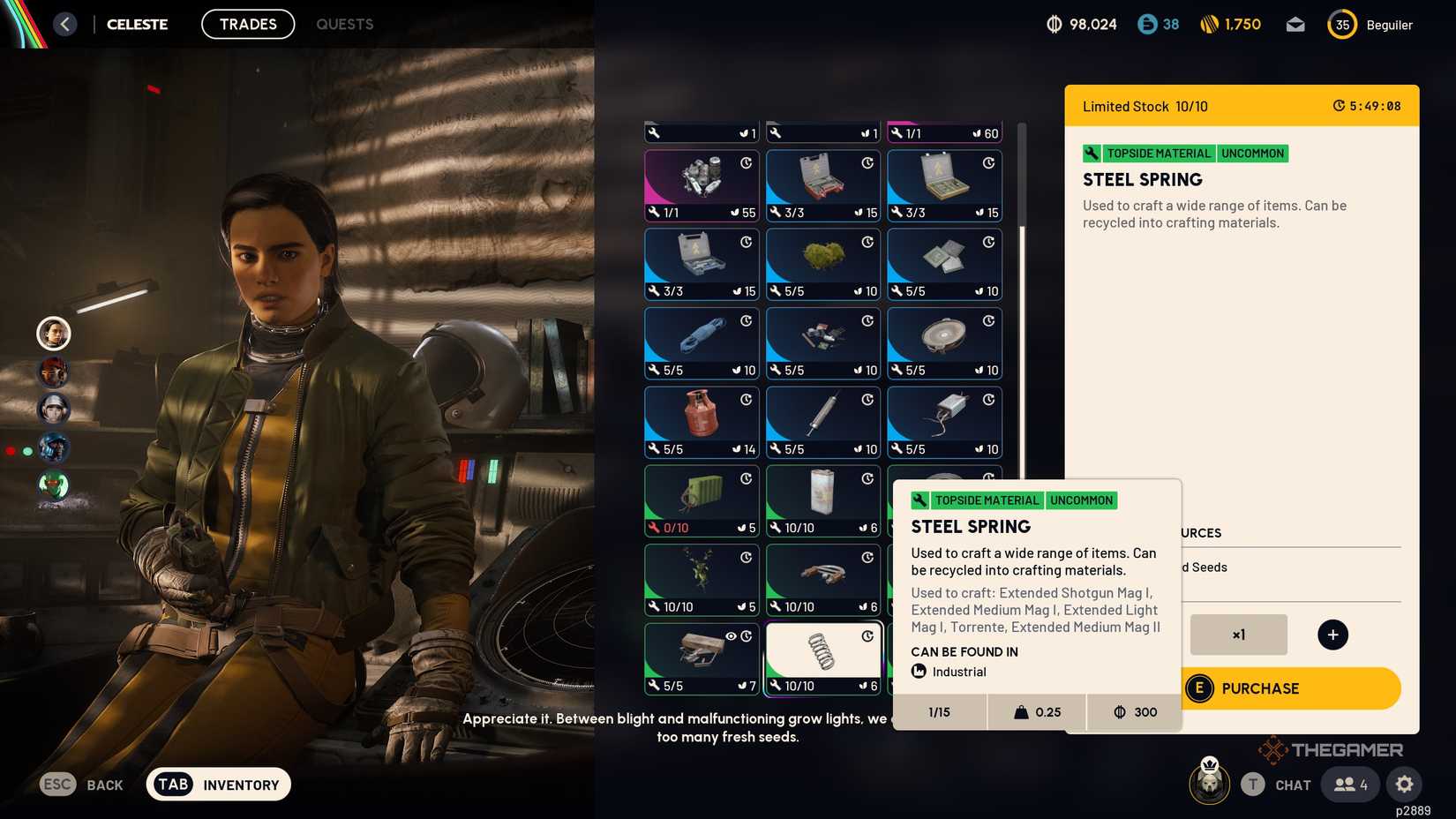 A player looking for Steel Springs in Arc Raiders.