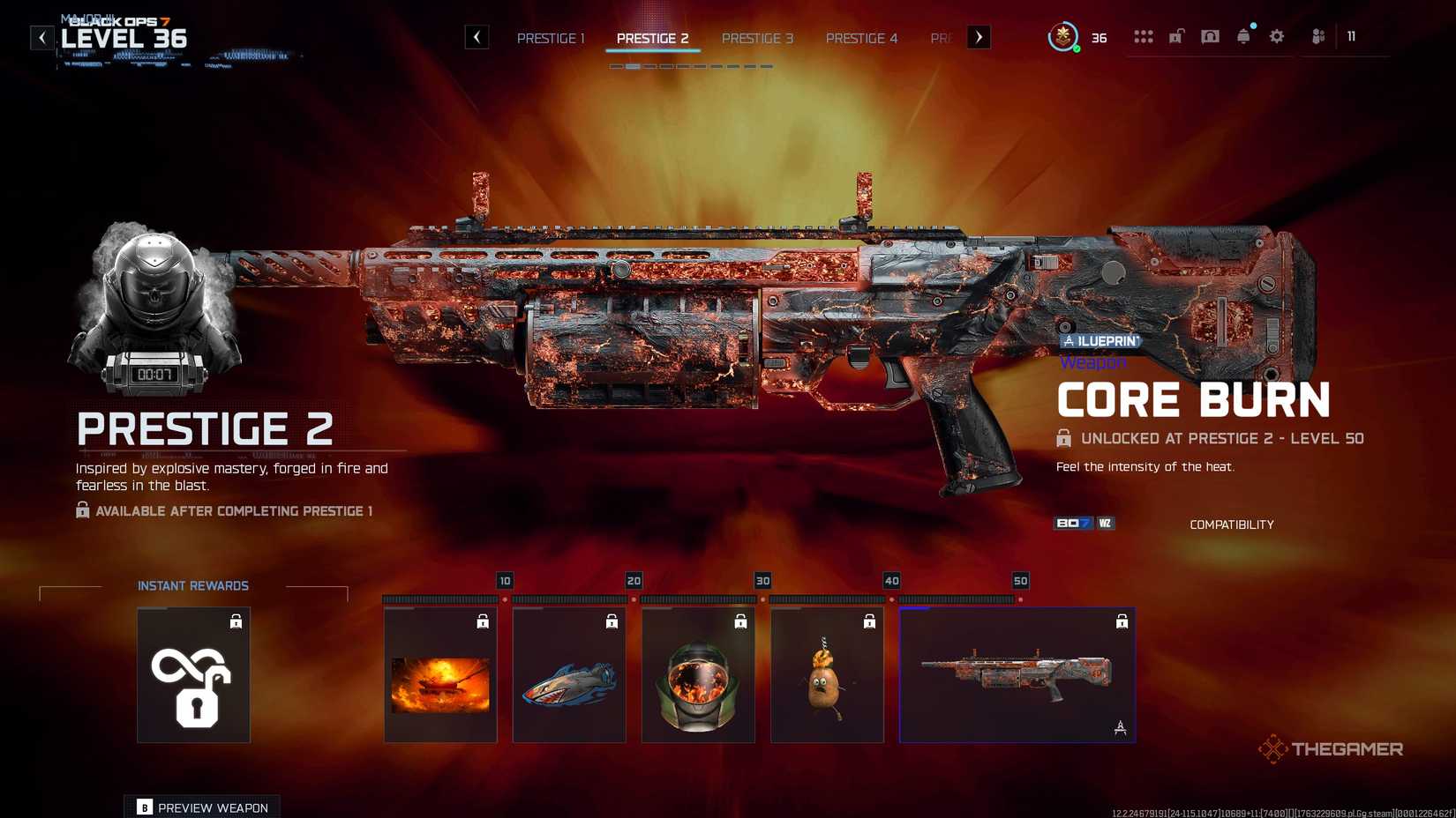 A player looking at the Prestige rewards in Call of Duty: Black Ops 7.