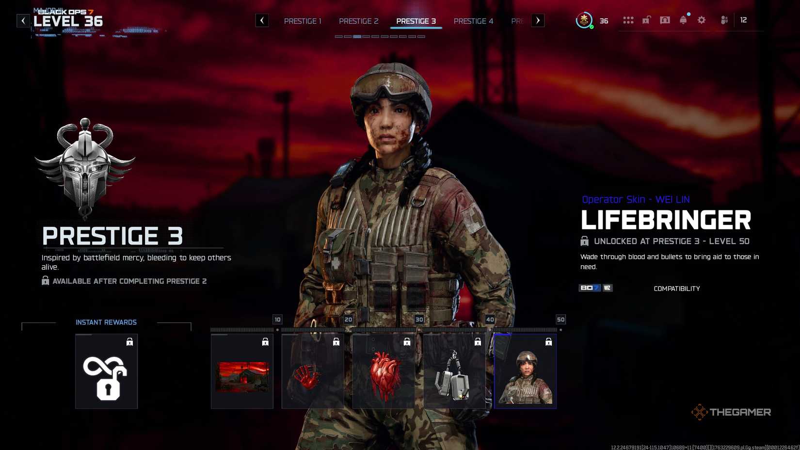 A player looking at all the Prestige rewards in Call of Duty: Black Ops 7.