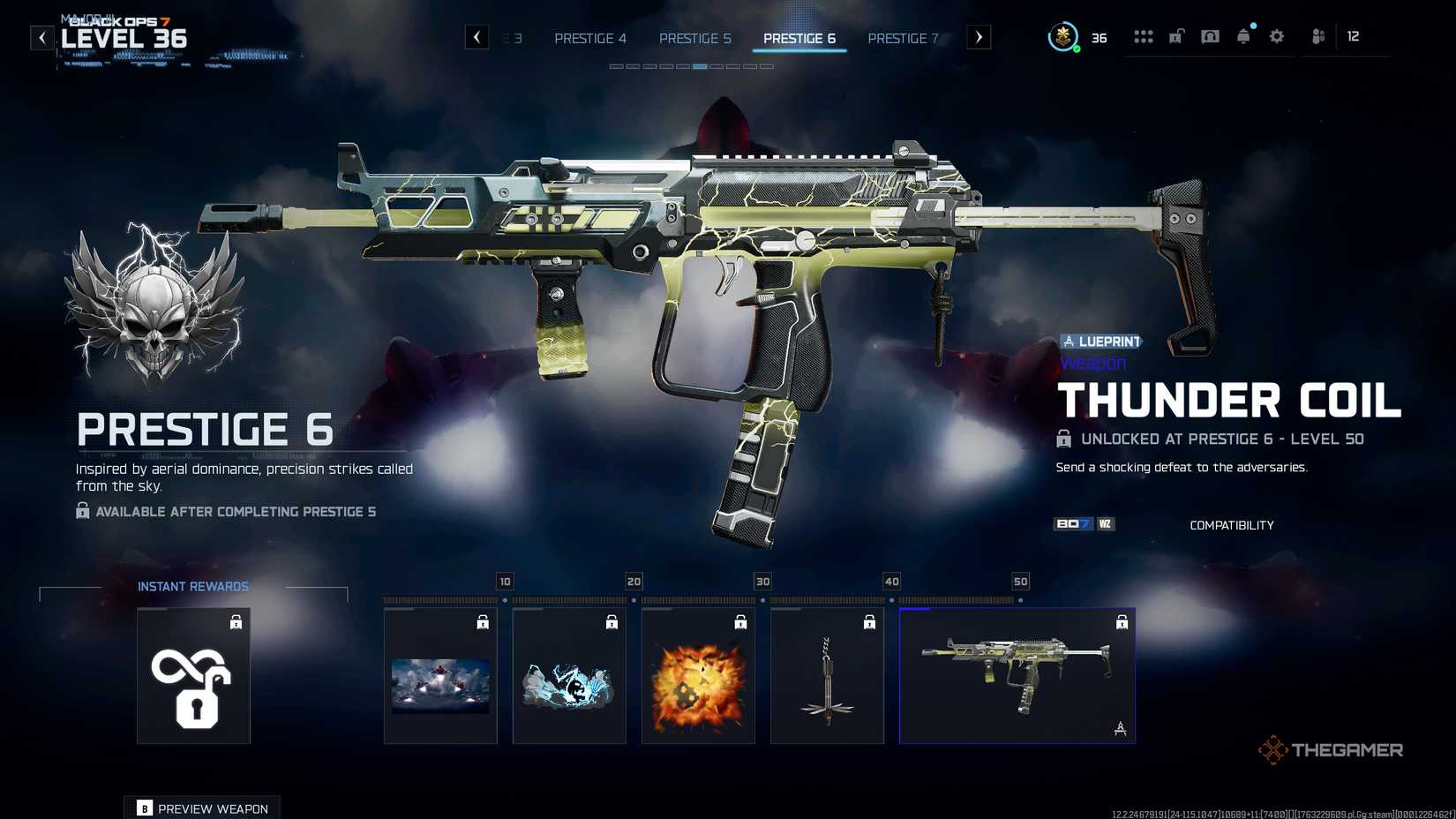 A player looking at Prestige rewards in Call of Duty: Black Ops 7.