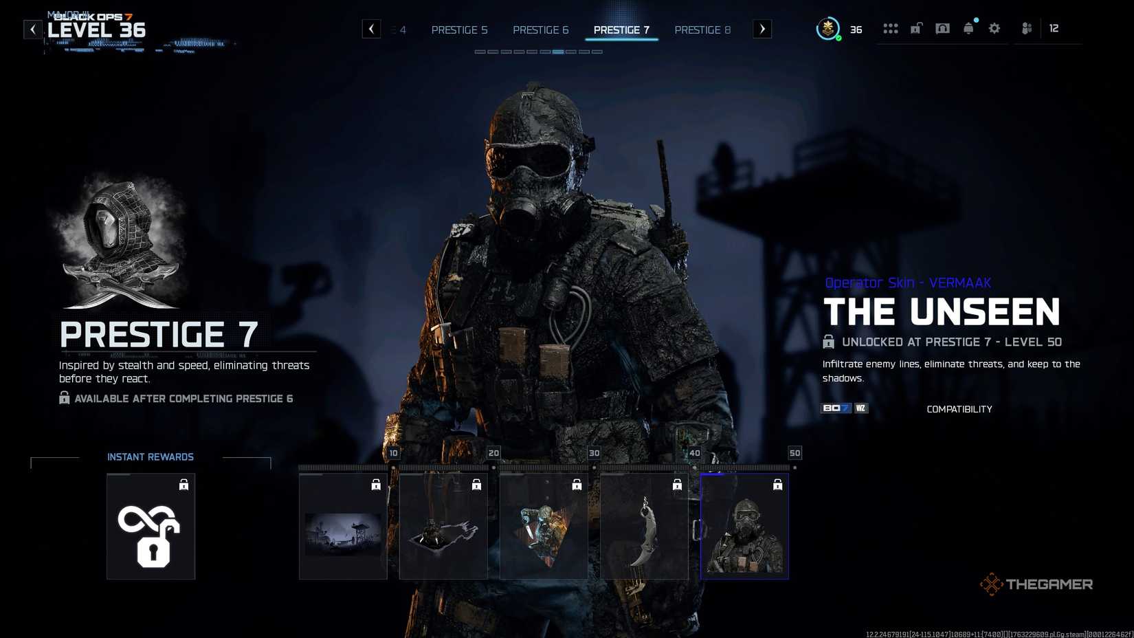 A player looking at Prestige rewards in Call of Duty: Black Ops 7.