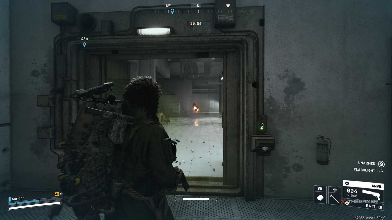 Player raider watching a Shredder catch flames from far away after shooting it in Arc Raiders.