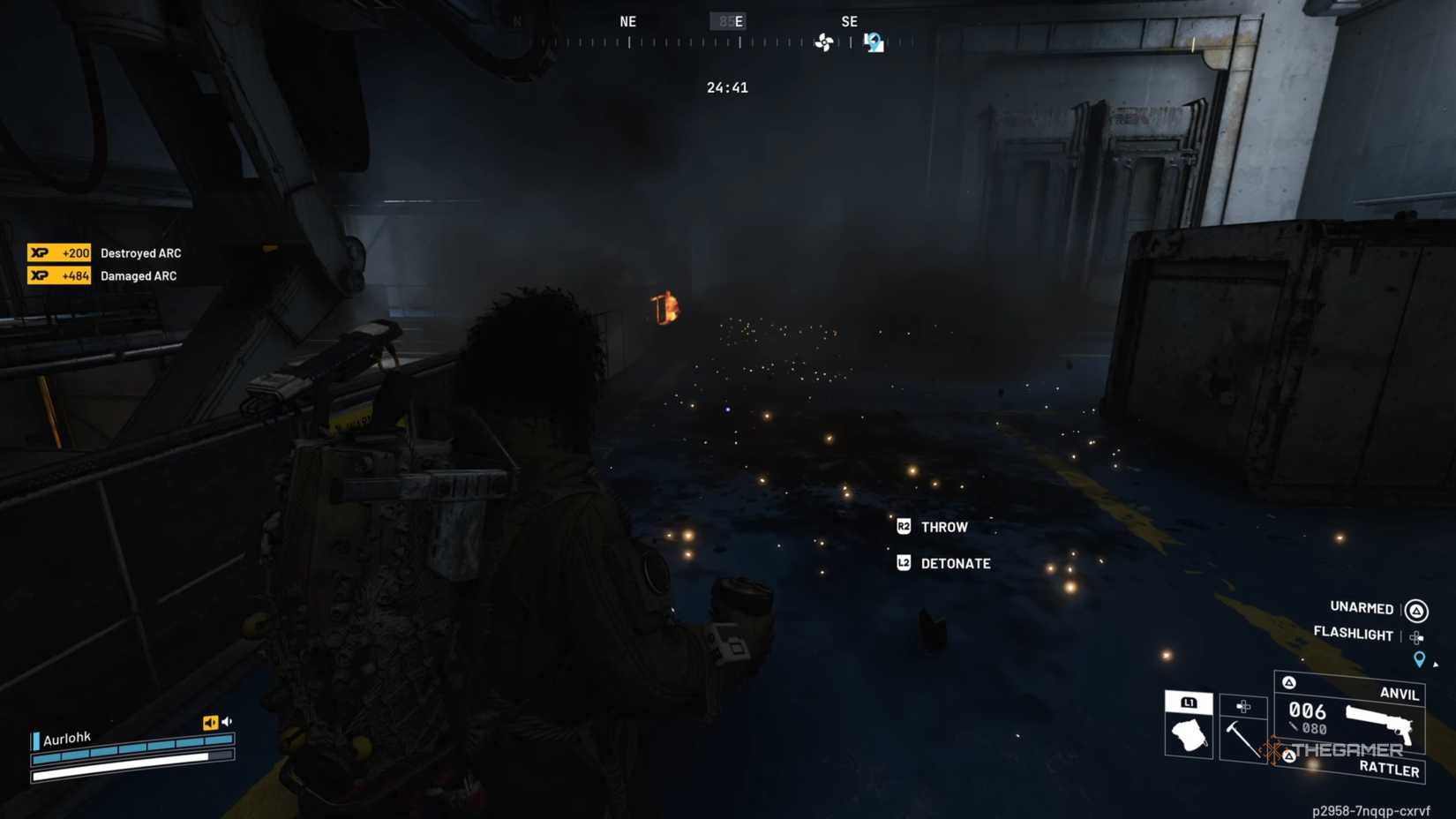Player raider standing after exploding a Shredder with a Trigger Nade in Arc Raiders.