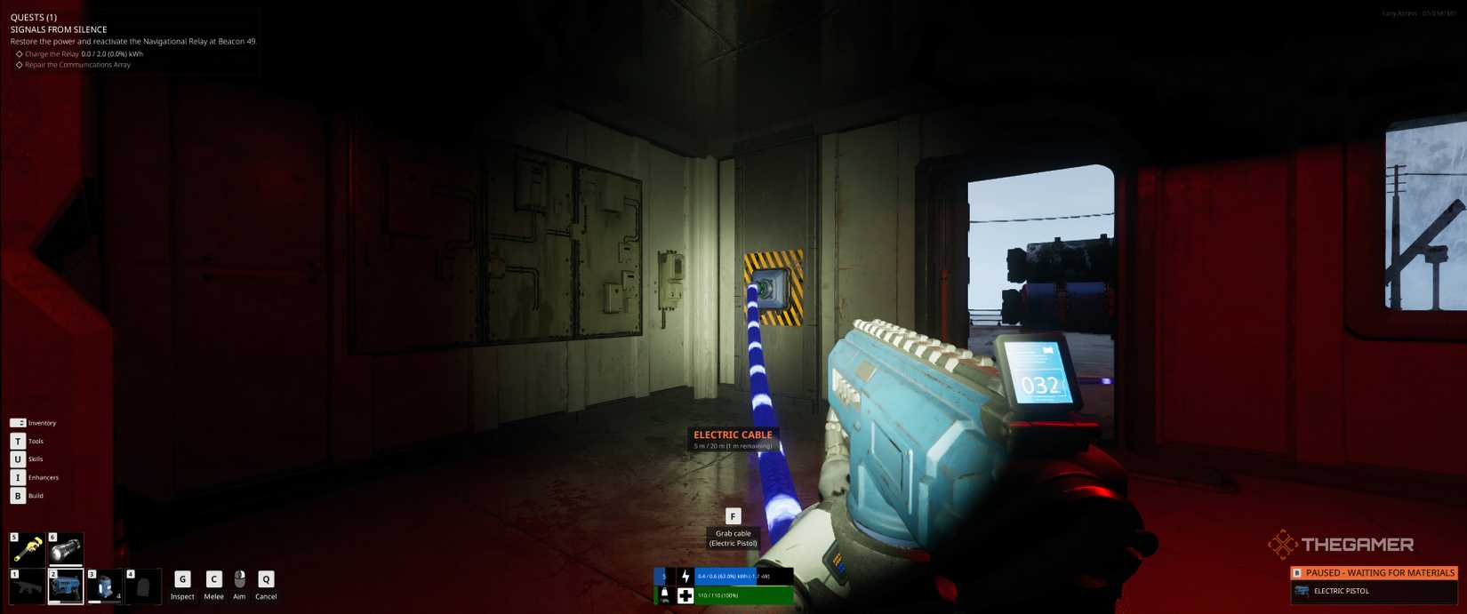 Electric pistol being charged in The Last Caretaker.