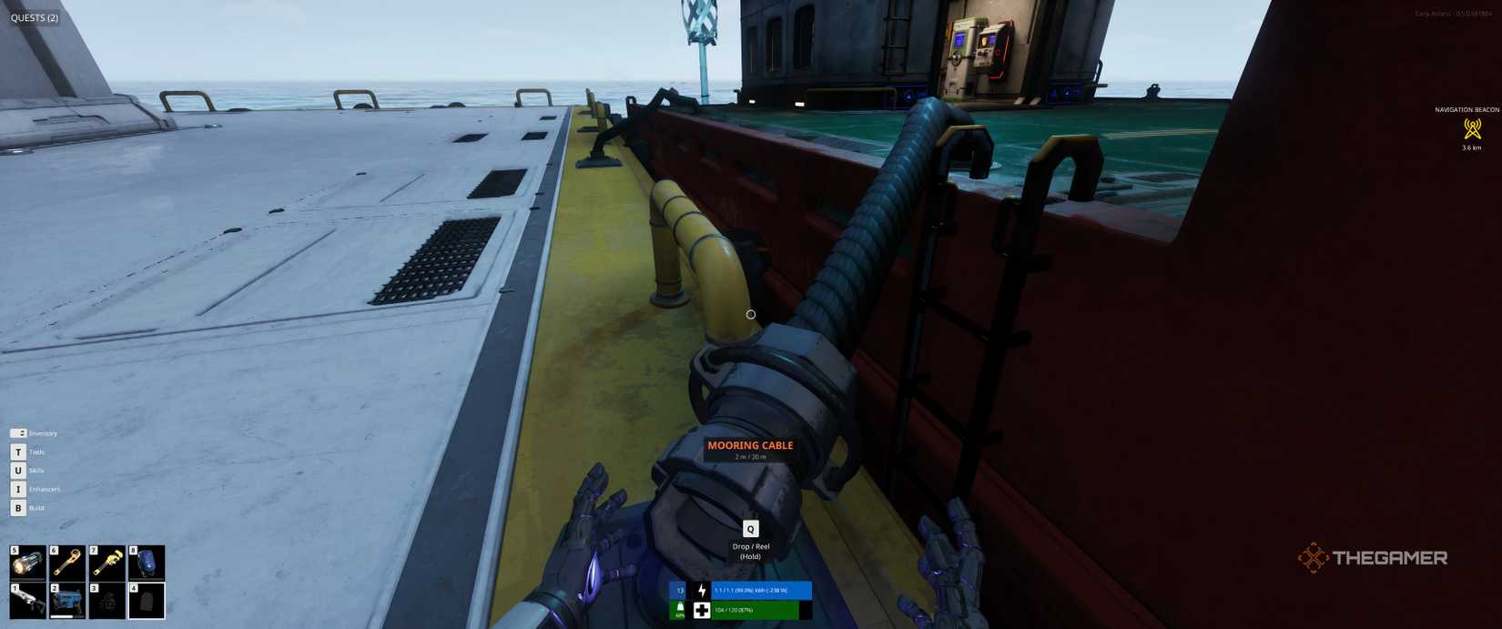 Close up of mooring the ship the the Lazarus dock in The Last Caretaker.