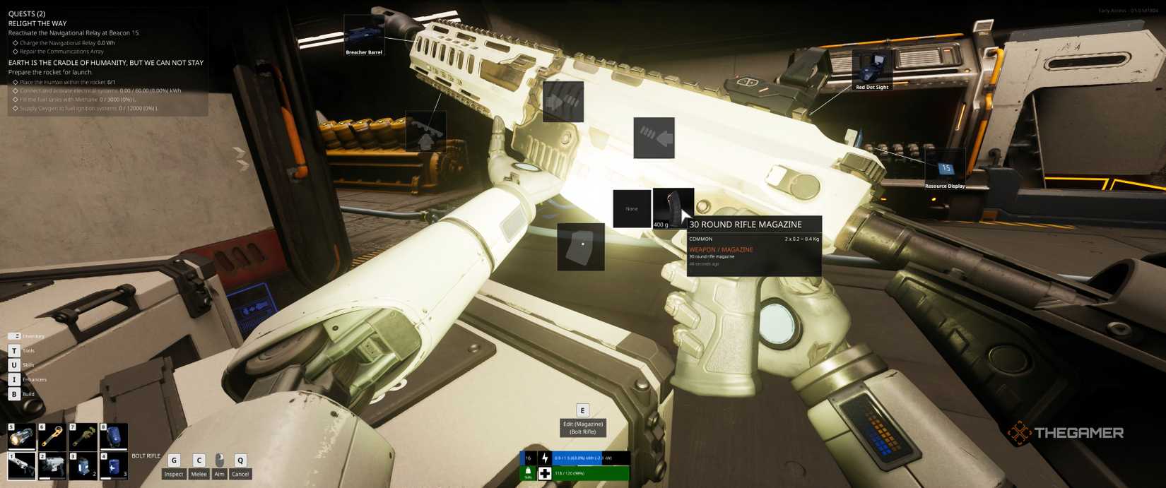A bolt rifle with the weapon editing screen open in The Last Caretaker.