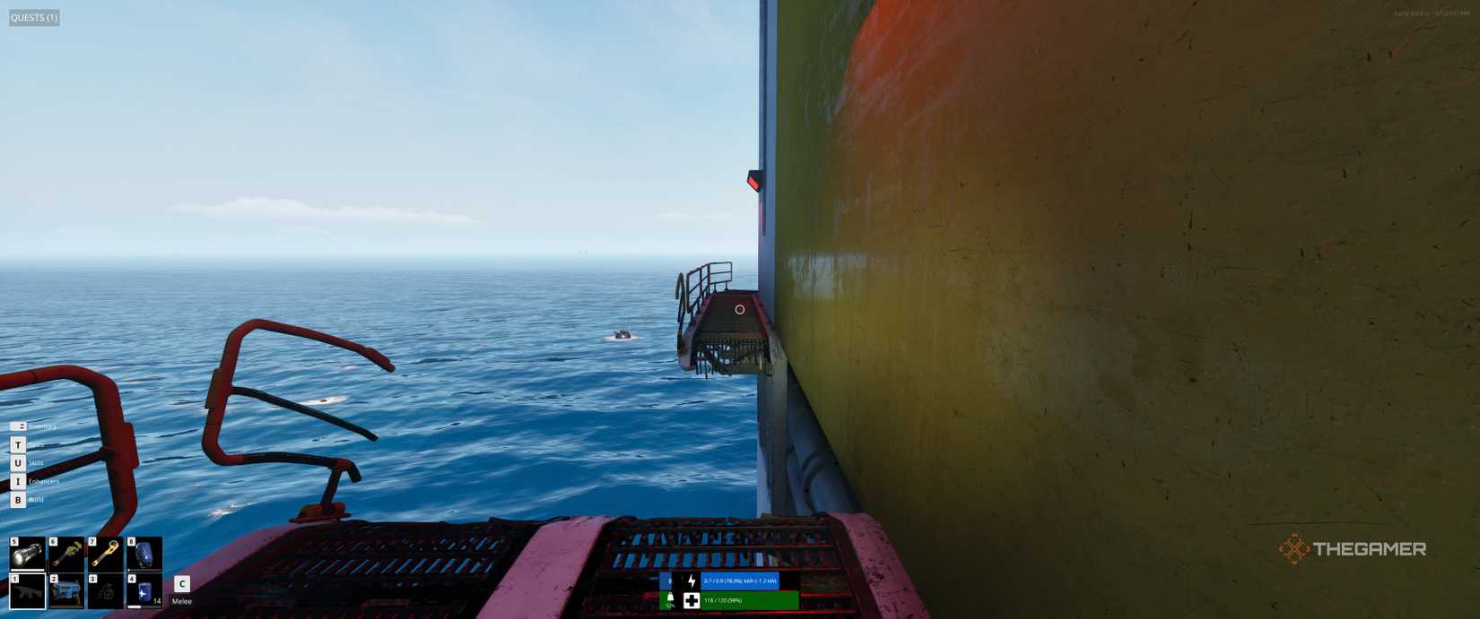 A path going around a corner with a break in it in The Last Caretaker.