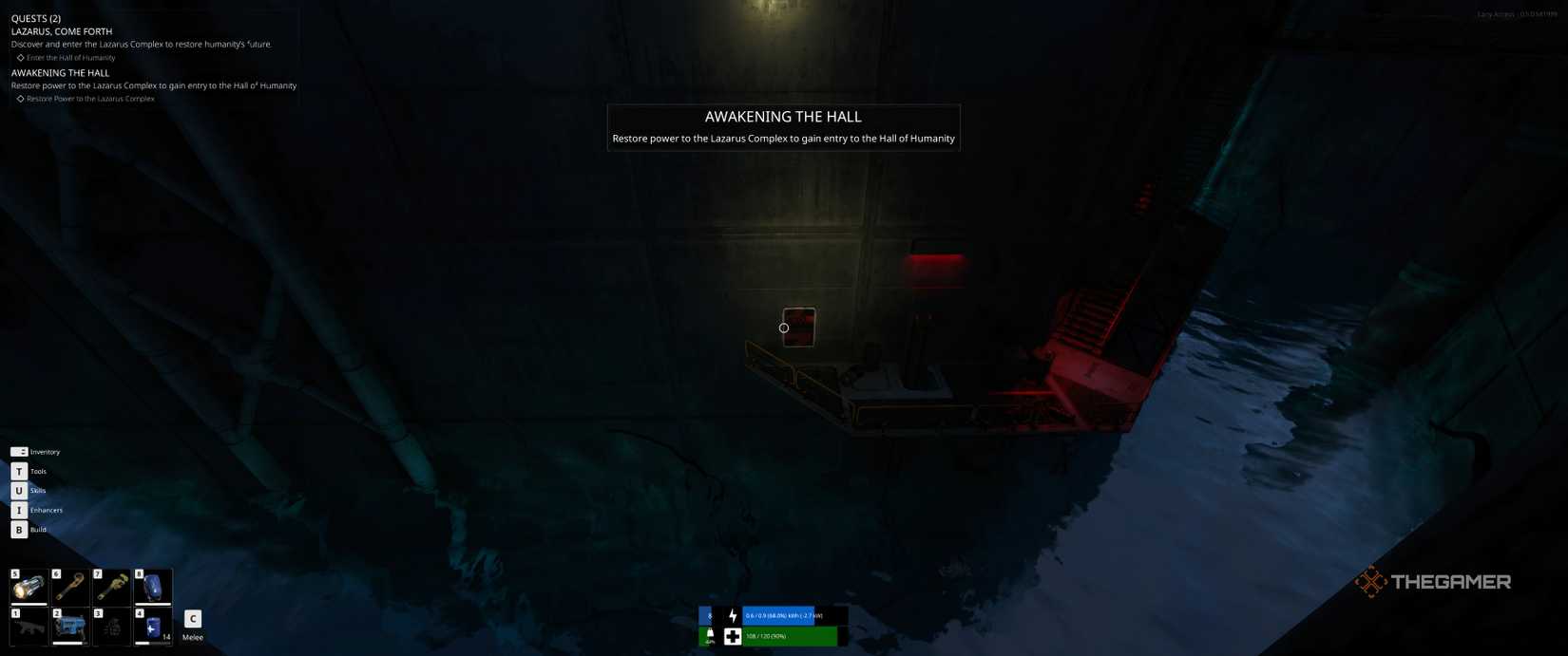 Awakening The Hall Quest appearing as you come out of a vent above water in The Last Caretaker.
