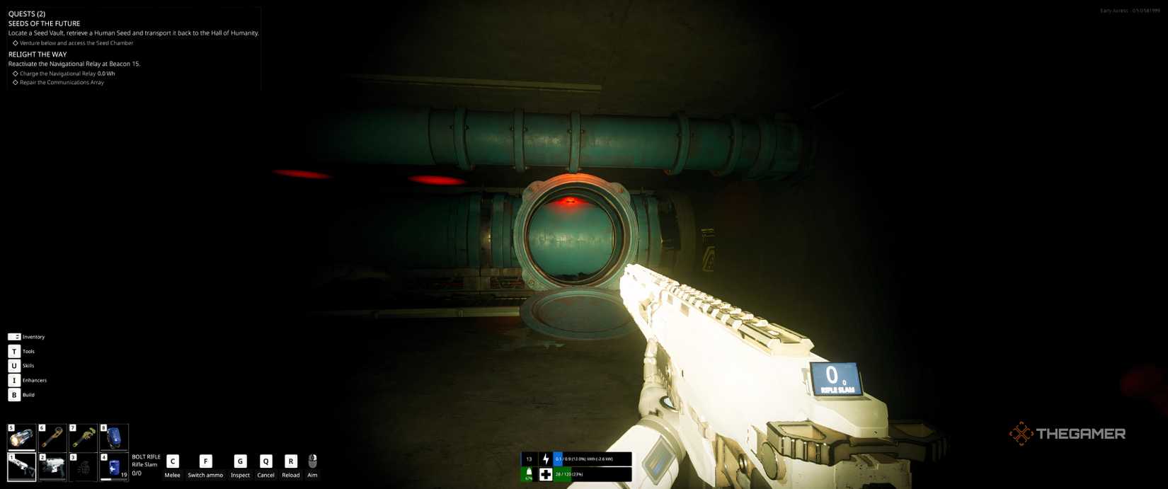 A large pipe at the back of the room in the seed vault in The Last Caretaker.