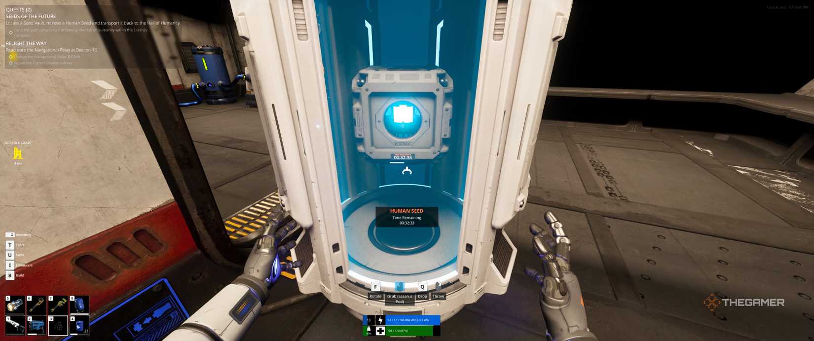 Human seed in a Lazarus pod on the ship in The Last Caretaker.