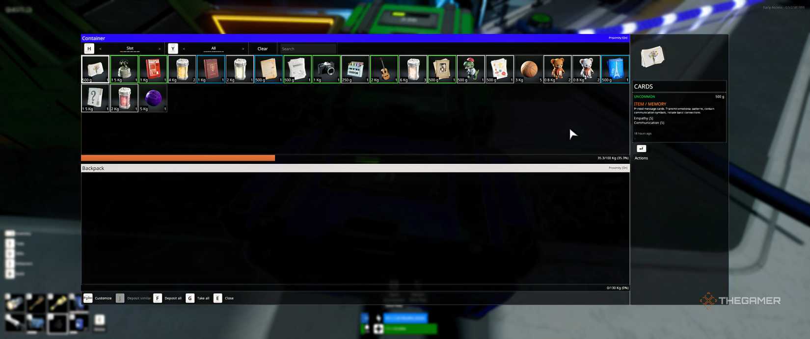 A container of memory items in The Last Caretaker.