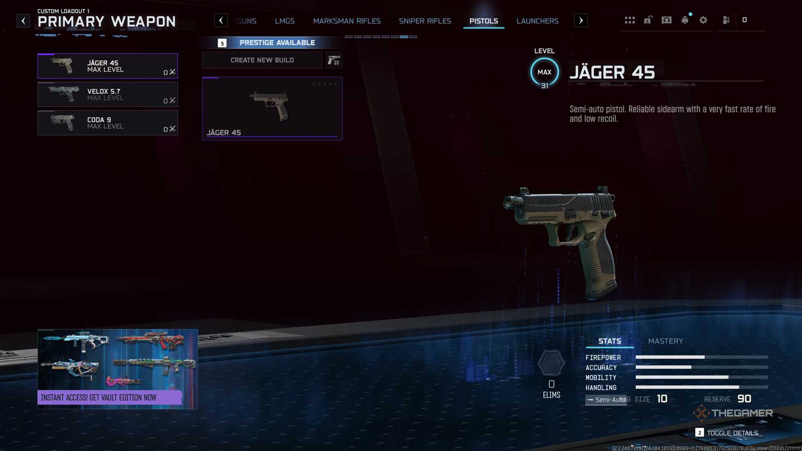 Call of Duty: Black Ops 7 loadout menu showing the pistols tab.