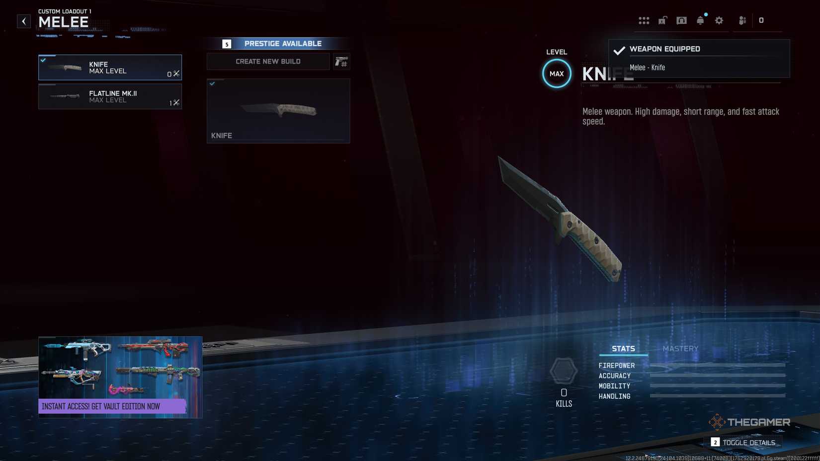 Call of Duty: Black Ops 7 loadout menu showing the melee tab.