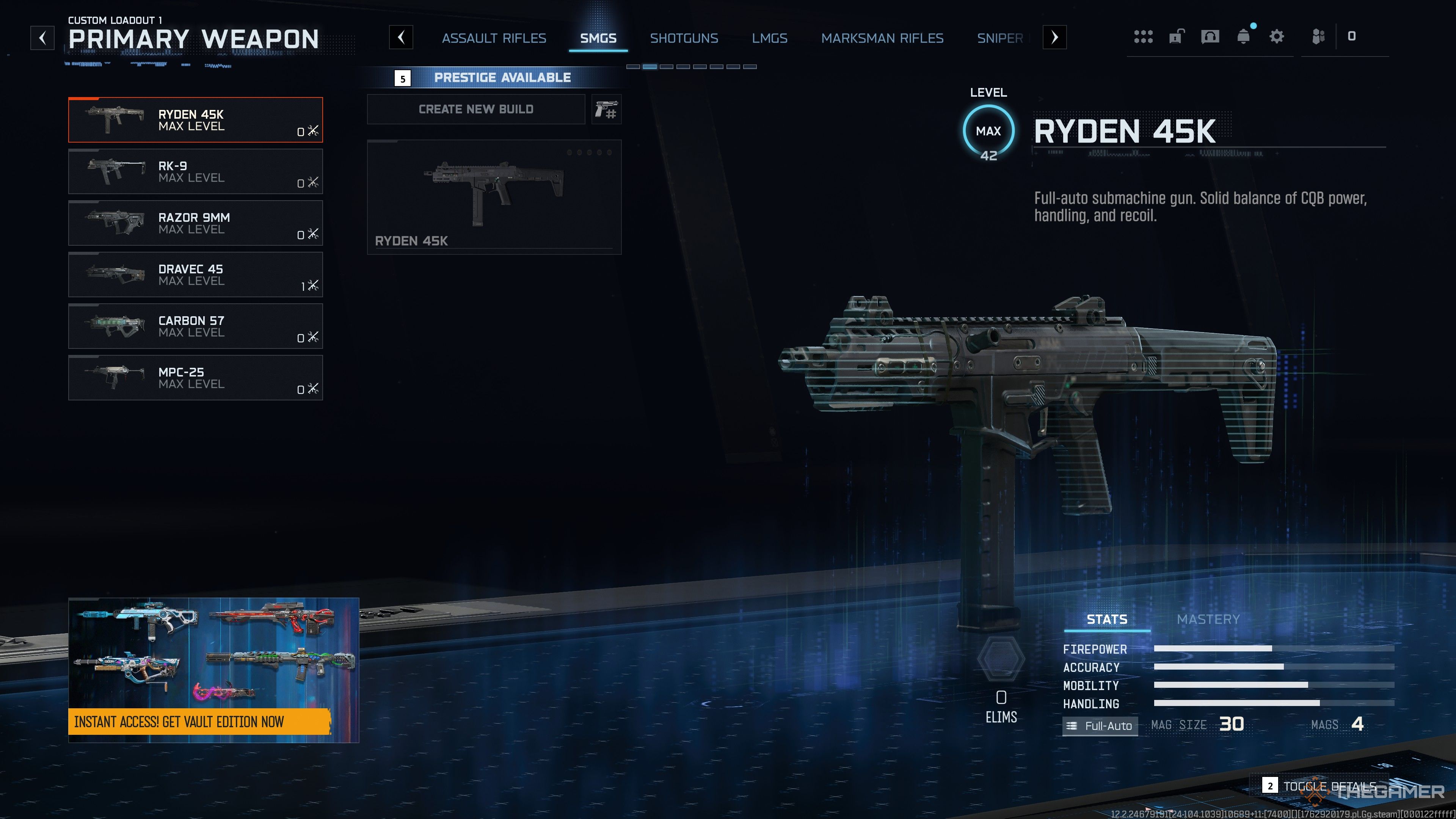 Black Ops 7 loadout menu showing the SMG tab.