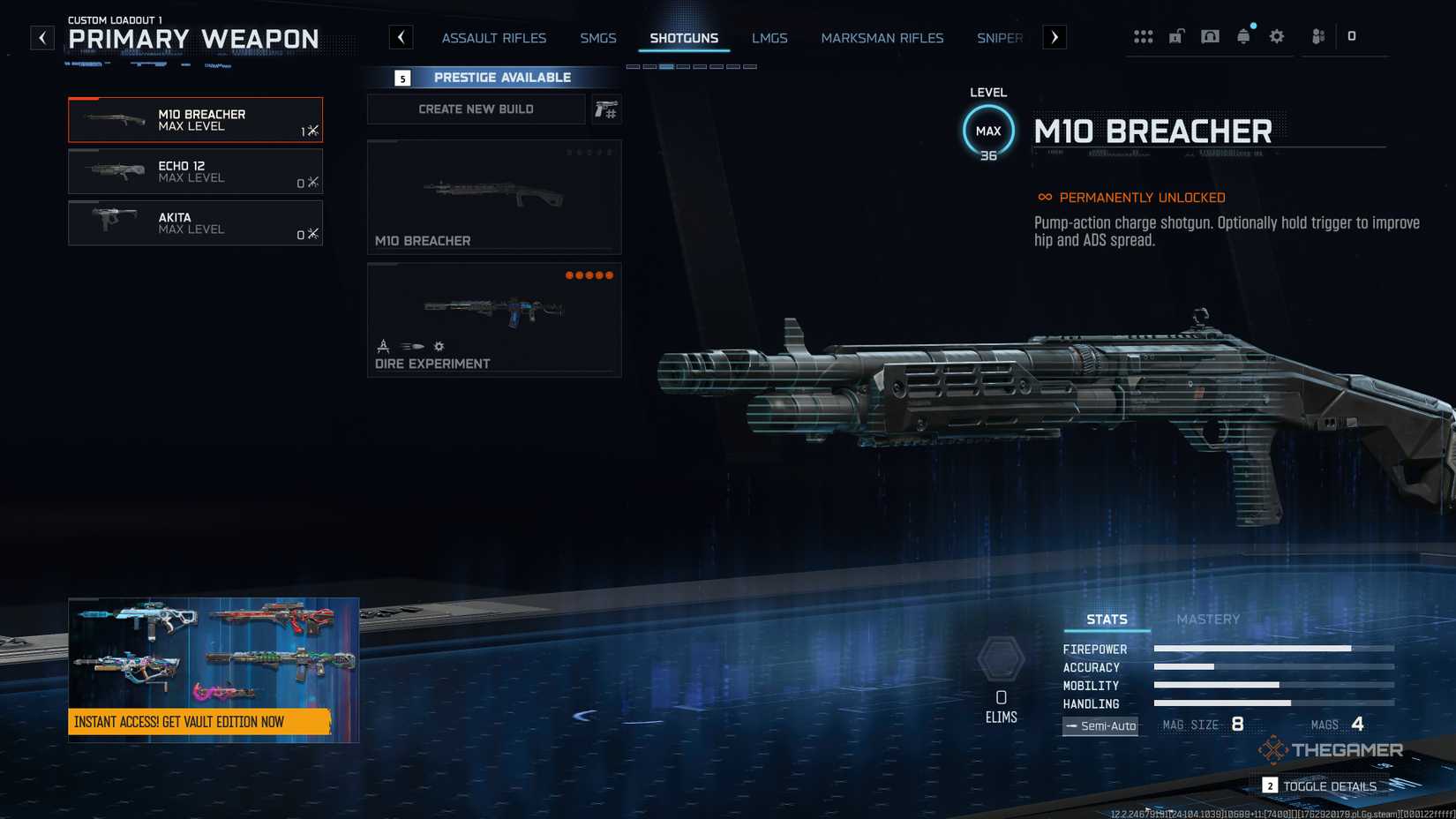 Black Ops 7 loadout menu showing the shotgun tab.