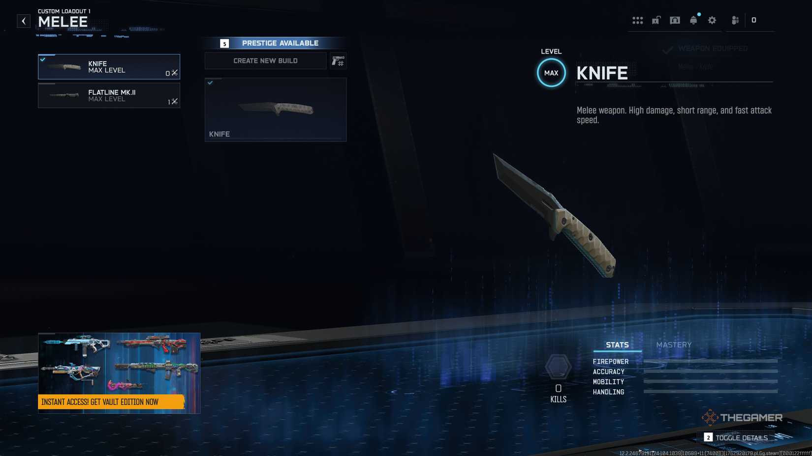 Black Ops 7 loadout menu showing the melee tab.