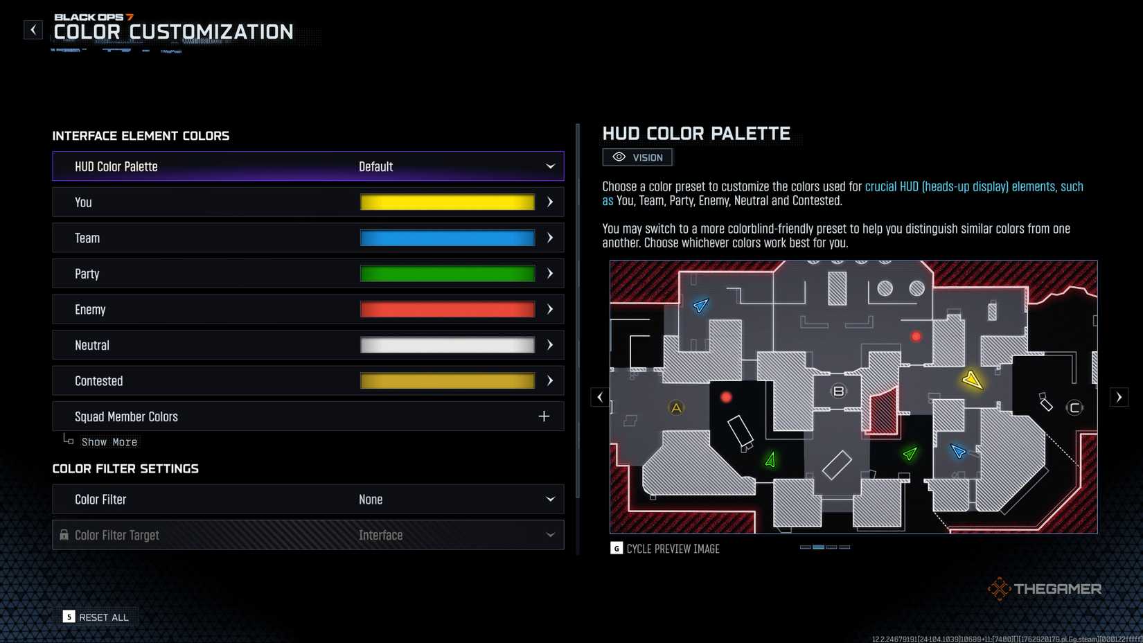 Black Ops 7 interface element colours menu.
