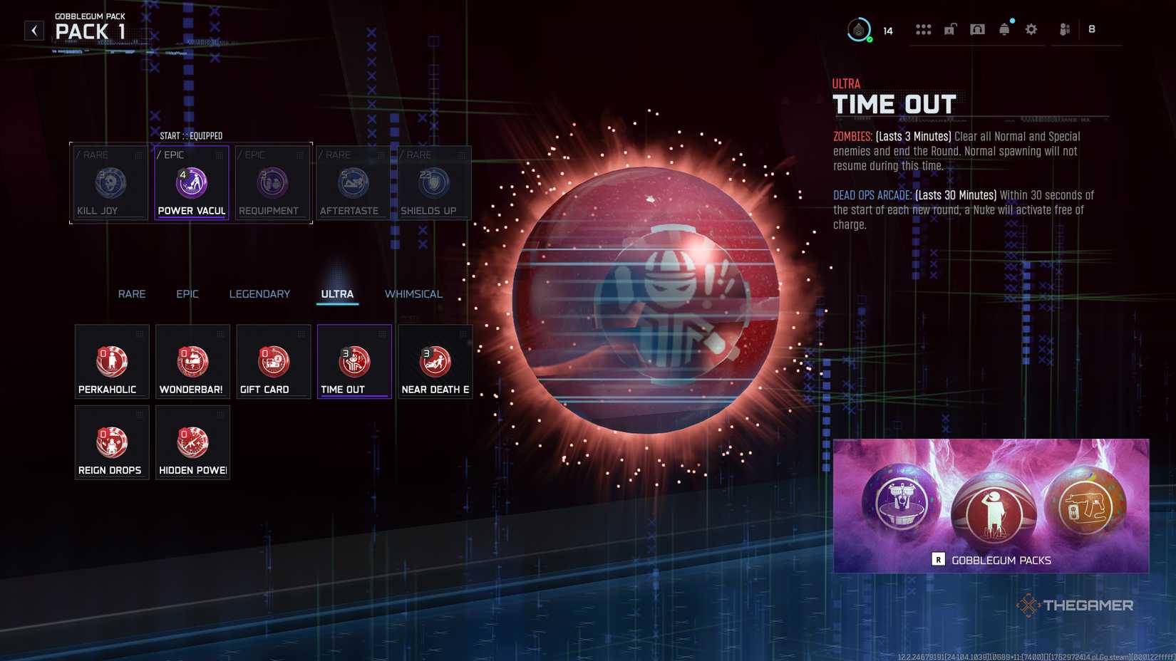 Black Ops 7 GobbleGum menu showing the Ultra variants.