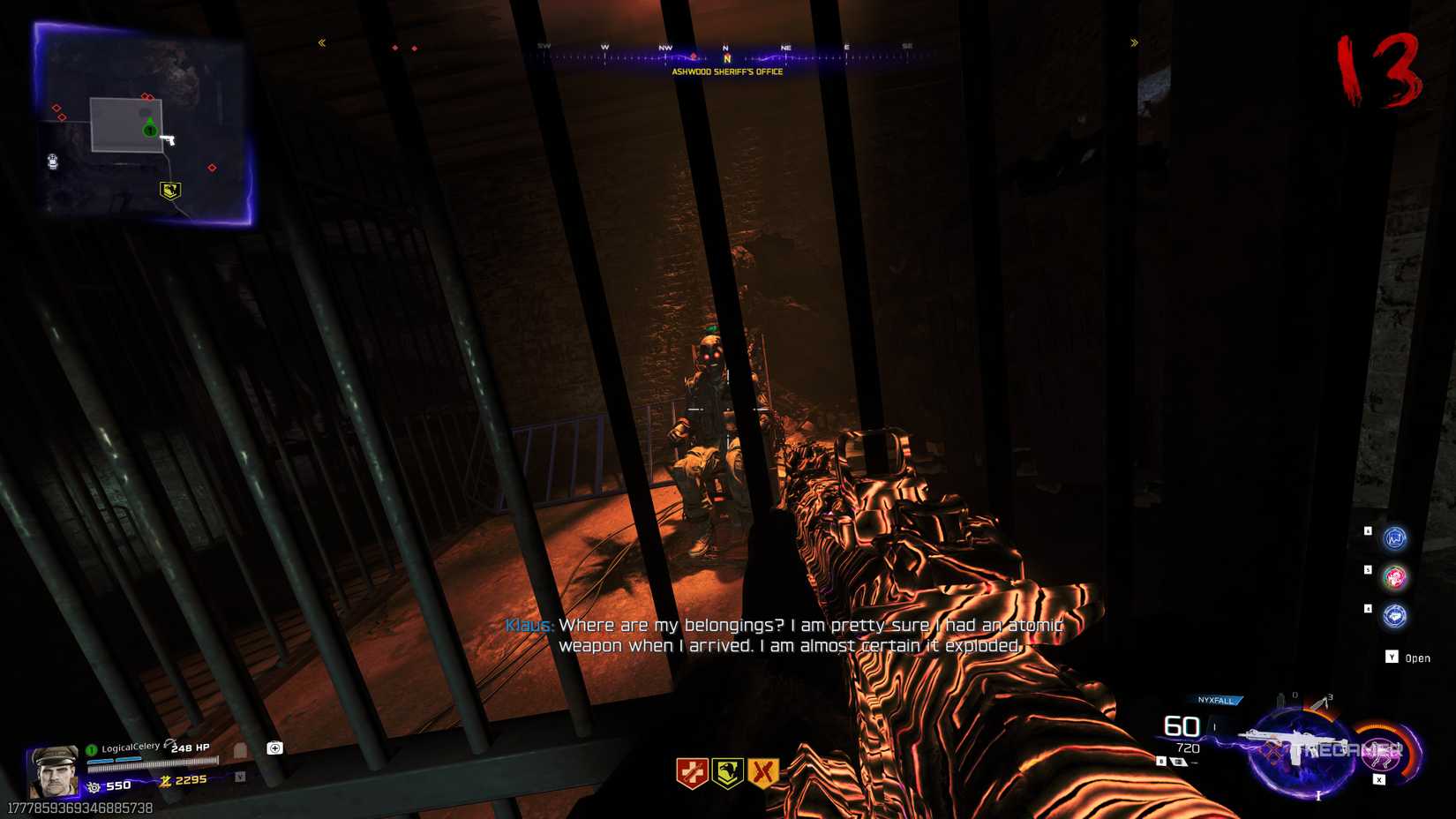 Black Ops 7 player looking at Klaus in a cell.