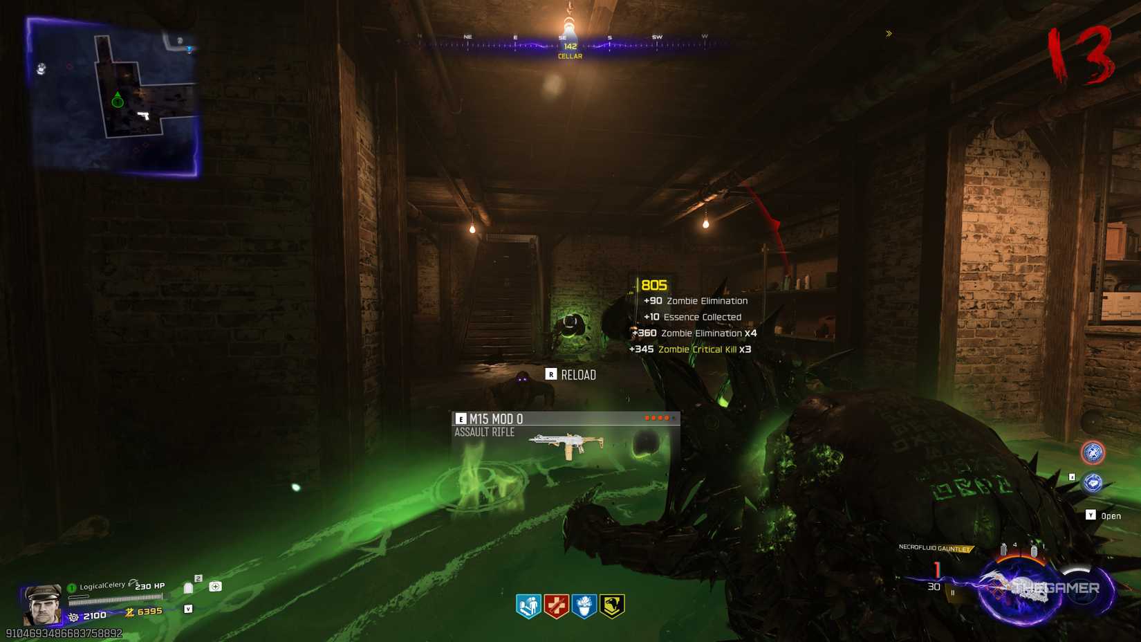 Black Ops 7 player shooting a Wonder Weapon at green orbs.