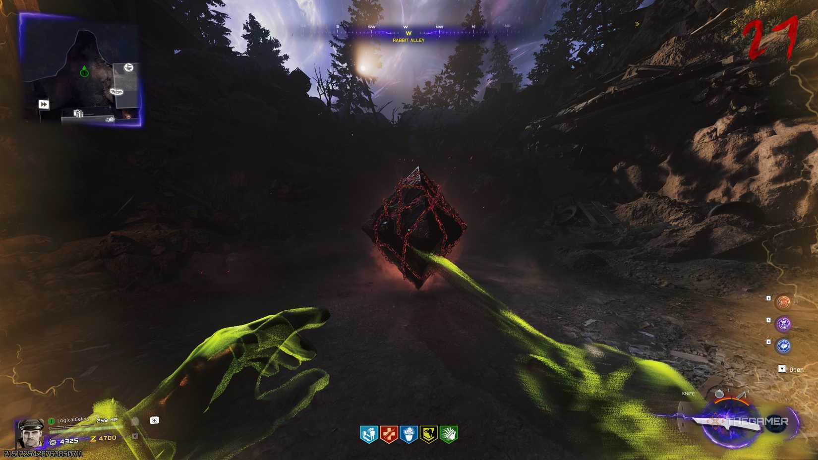 Black Ops 7 player looking at a strange chained artefact in Ashwood.