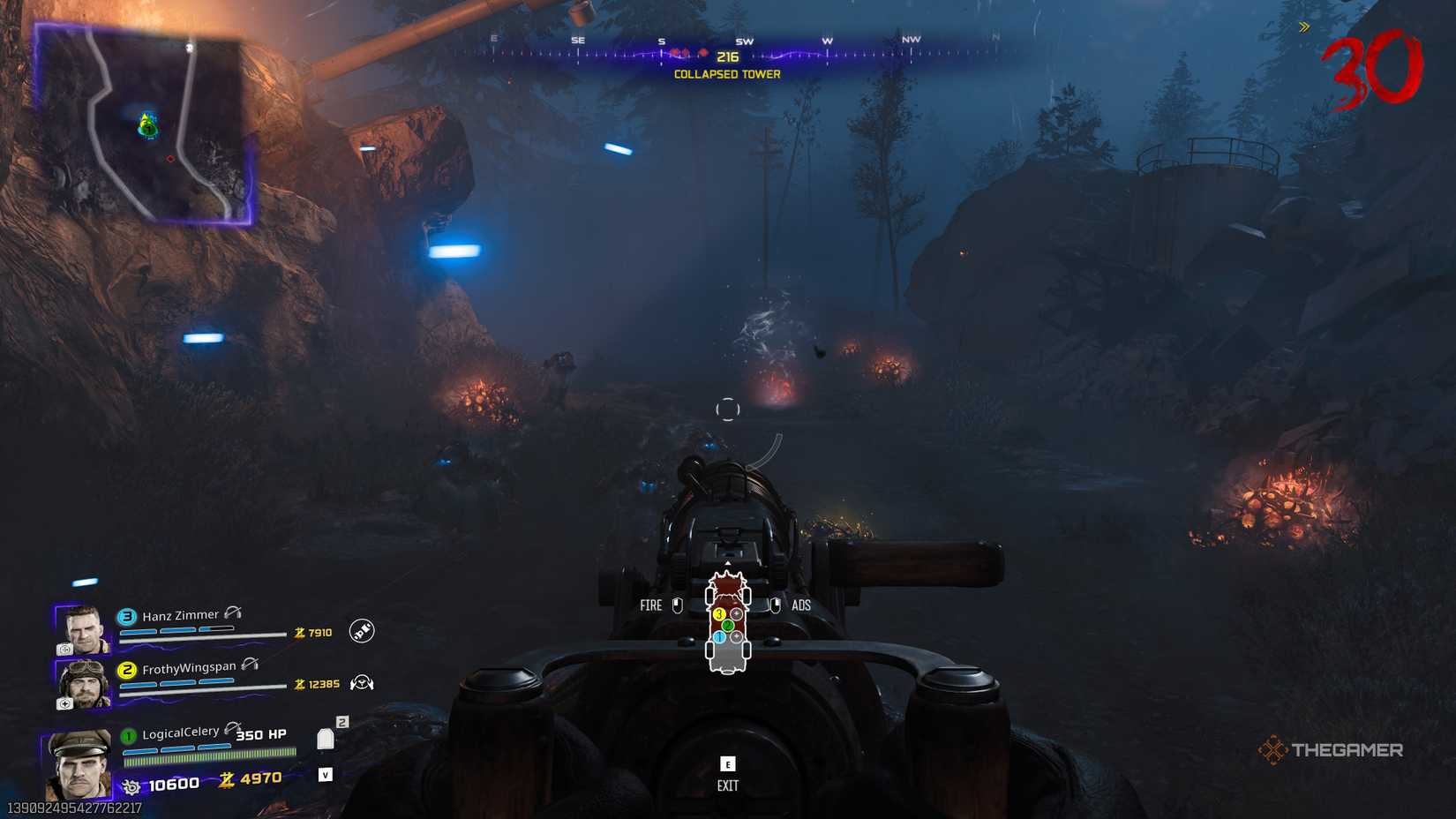 Black Ops 7 player on a mounted DG-2 looking at a soul in the fog.