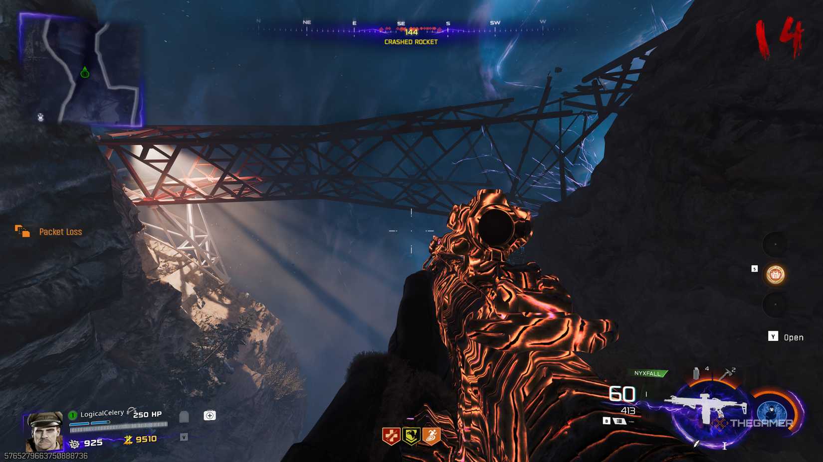 Black Ops 7 player looking up at a collapsed radio tower.