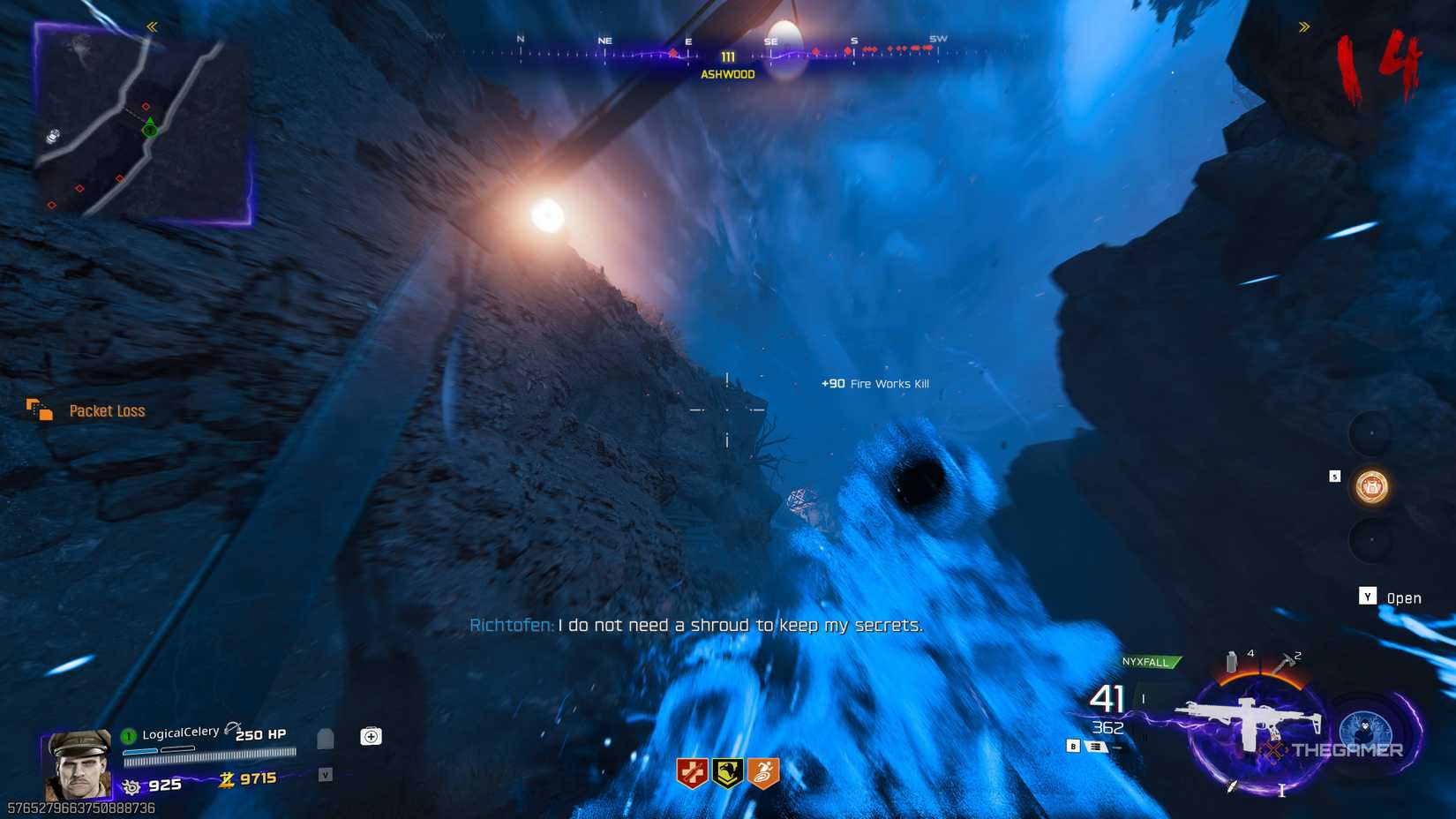 Black Ops 7 player in Aether Shroud looking up at a ledge outside Ashwood.