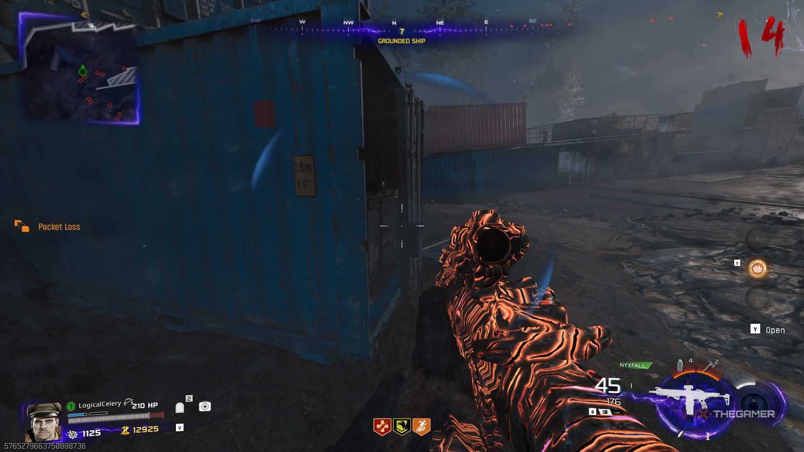 Black Ops 7 player looking at a blue shipping container on a crashed ship.
