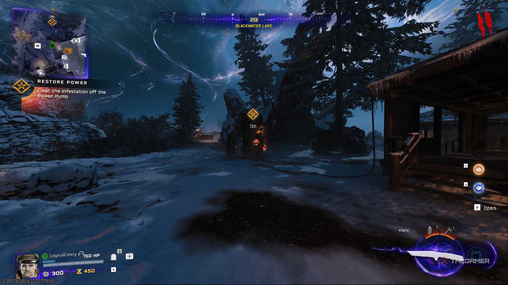 Black Ops 7 player looking at a power pump at the cabin.