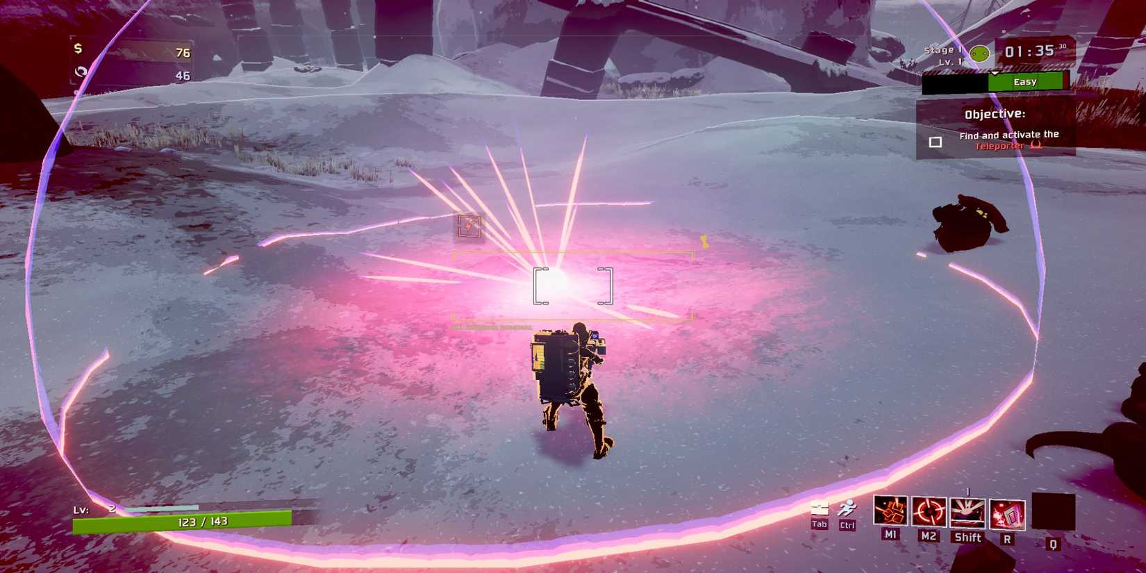 Railgunner using an ability in Risk of Rain 2.