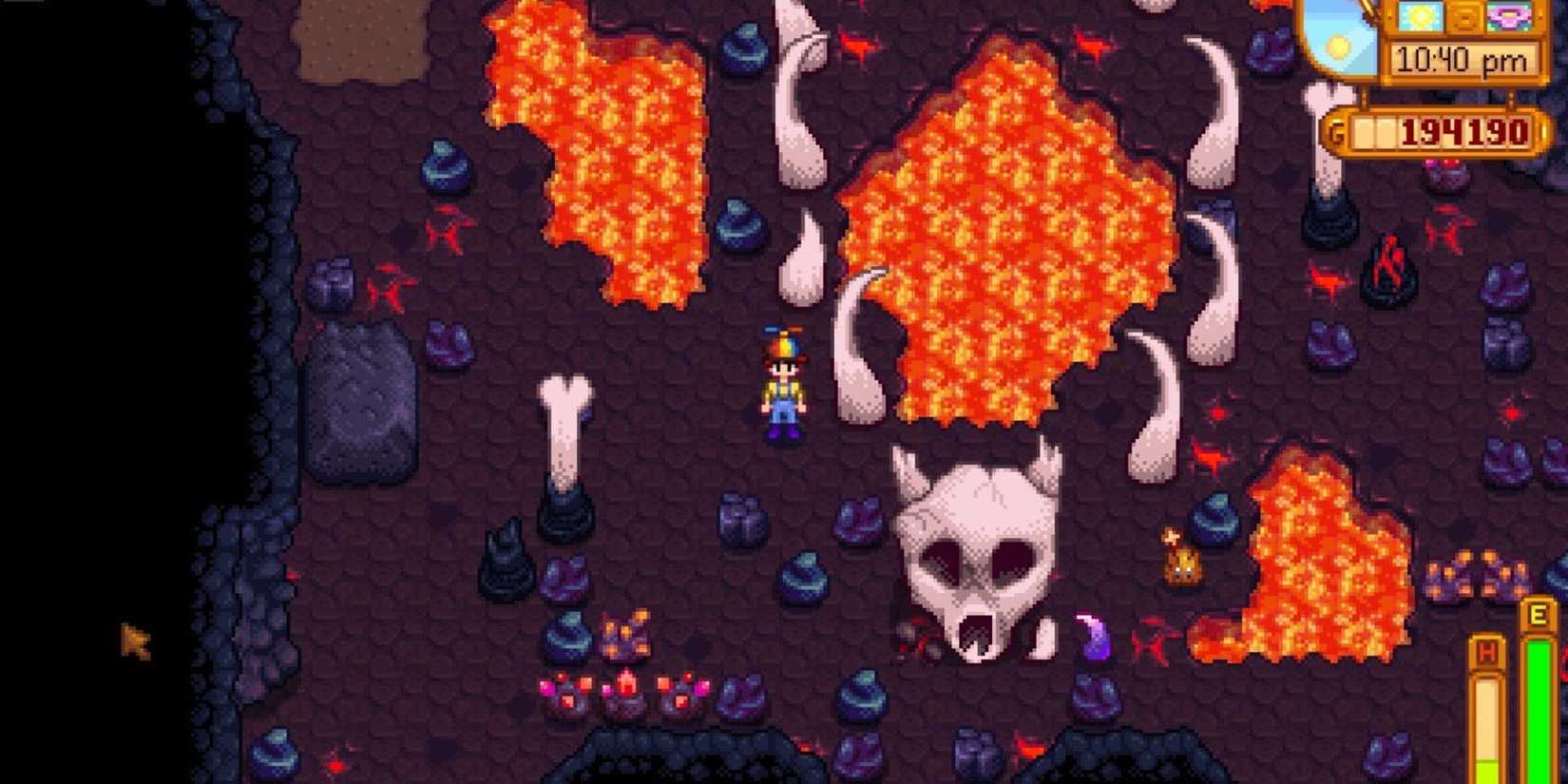 player standing in volcano dungeon