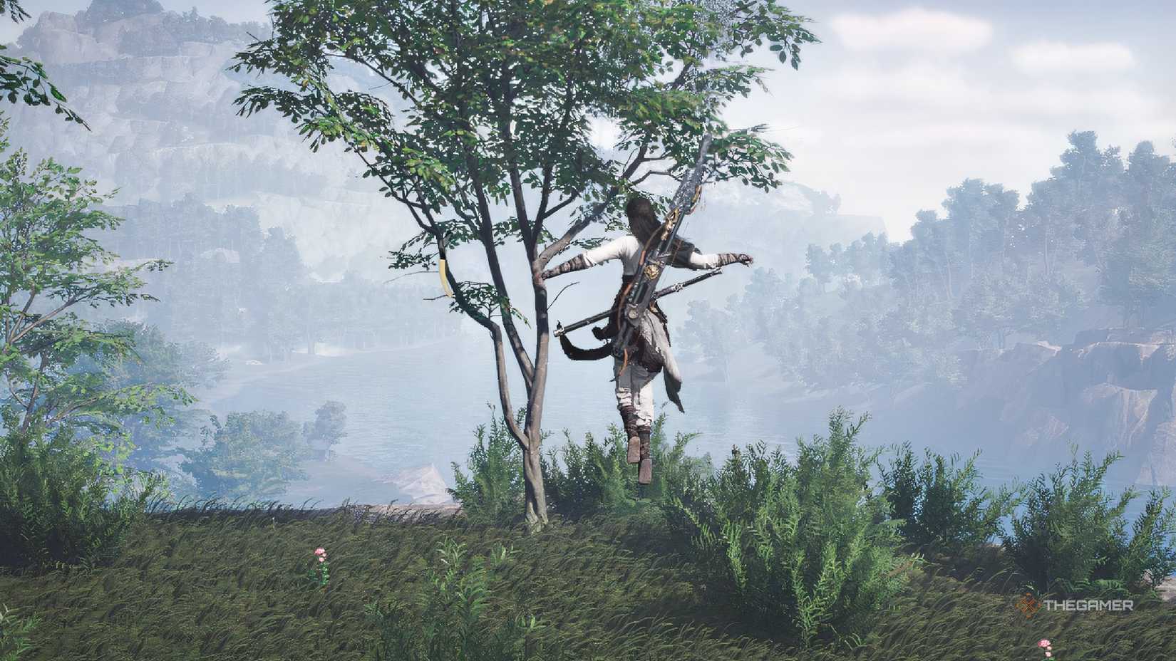 A character flying in Where Winds Meet.